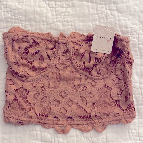 NWT Free People Lace Strapless Corset Adella Bra Top Ballet Pink - Picture 7 of 9